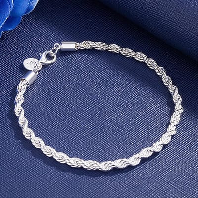 Prachtige 18k Goud 925 Sterling Zilver 4MM Ketting Armbanden voor Mannen Bedel Vrouwen Dame Jongen Huwelijksfeest 20cm 8in gray