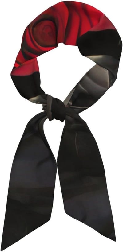 Dames Sjaal - Hoofddoek Nekband - Stijlvol Accessoire - Lichtgewicht Satijn Zijde - 119 cm Lengte - Rood Zwart