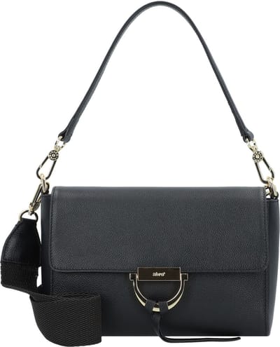 abro Leren Schoudertas Leather Kavir Shoulder Bag Temi Black / Gold Zwart