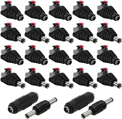 Allecto - Drukknoppen - DC Power Adapter - Voor CCTV-camera's - 5,5 mm x 2,1 mm - Hoge kwaliteit - Geschikt voor LED-lichtstrips - 10 paar en 4 stu...
