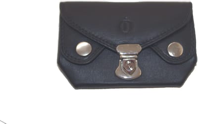 OI zwarte leren Portemonnee oud model met drukkers en schuifslotje / beursje met slotje ook voor aan riem / compact afsluitbaar riemportemonneetje / RFID safe / zwart / 178