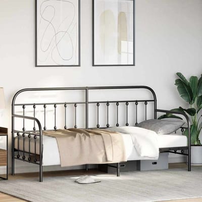 vidaXL - Bedframe - voor - een - daybed - Zwart - 75 - x - 190 - cm - Gepoedercoat - staal