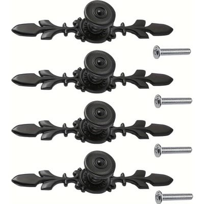 4 Stuks Vintage Grepen, Deurknoppen Achterplaat voor Kast Ladekast Commode Meubels Kast Kledingkast Meubeldeur met 4 Schroeven black Small-4pcs