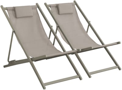 sweeek - Set van 2 matera opvouwbare stoelen met kussen in aluminium / textilene, verschillende kleuren, 102 x 62 x 81 cm