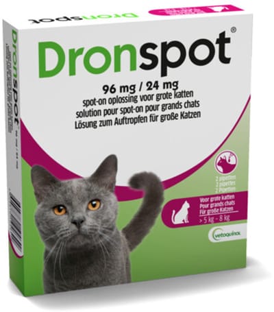 Dronspot Spot On Ontwormingsmiddel voor grote katten (5-8 kg) 2 pipetten