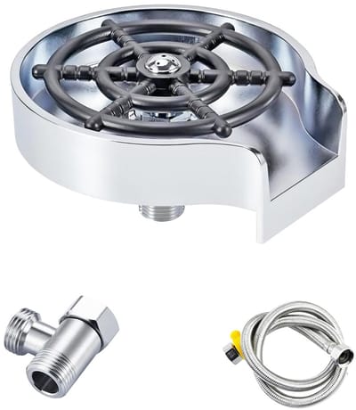 Dailygoods- Gootsteenreiniger Automatische Glazen Kopjesspoeler - Zachte Waterbuis - Efficiënte Reiniging - Tijd- en Waterbesparend - Voor Alle Kalibers Kopjes - Kopjesreiniger