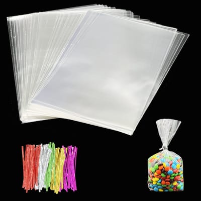 Dailygoods- Cellofaanzakjes 100 stuks - Doorzichtige Zakjes - Snoepzakjes - Koekjeszakjes - Veilig en Hygiënisch - 25x15cm / 15x10cm