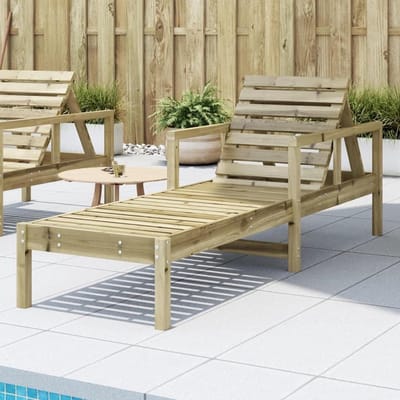 Zonneligstoel Hout - Ligbed Tuin - Buiten Ontspannen - Verstelbare Rugleuning - 199 cm - Natuurlijk Grenen