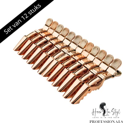 Haar in Stijl® 12 Krokodillen Haarklem Rosé Goud - Crocodile Alligator