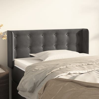 vidaXL - Hoofdbord - met - randen - 83x16x78/88 - cm - fluweel - donkergrijs