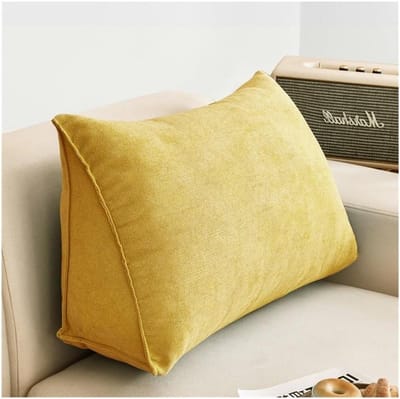 Driehoekige Wigbankkussens - Leeskussen Rugkussen - Comfort Ontspanning - Verstelbare Lendensteun - 70x35x20 cm - Geel