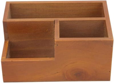 Houten plantenbak Geschikt voor drie compartimenten, 1 stuk, Geschikt voor vetplanten en cactussen, kan gebruikt worden als decoratieve opbergdoos op een bureau of in de woonkamer.
