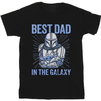 Star Wars Mandalorian Best Dad Galaxy T-shirt Heren (Zwart)