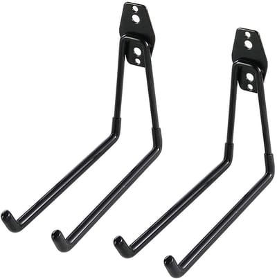 JHUBERS - Garage Opslag Haken - Stevige Muur Haken - Zwart - Tool Organizer - Ideaal voor Tuin en Garage - 2 Stuks