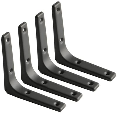 Dailygoody - Metalen Planksteunen - 4 Stuks - Minimalistisch Ontwerp - Matte Zwarte Afwerking - Sterke Steun - Geschikt Voor Thuisgebruik - 100mm x 100m