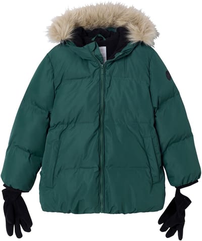 Vertbaudet Donsjack met capuchon, fleecevoering en wanten of handschoenen