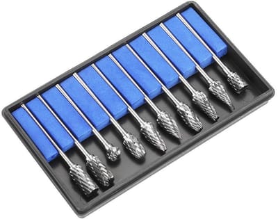 Tungsten Lab Burs Set van 10 Stuks - Carbide Stalen Freesjes voor Metaalbewerking en Houtsnijwerk, 2.35 * 6mm