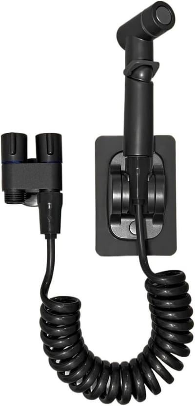WC Douche Set - Bidet Sproeier - Persoonlijke Hygiëne - Dubbel Hoekventiel - A 4-in-1 - Zwart