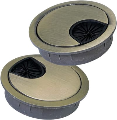 Kabeldoorvoer 50 mm, metalen kabeldoorvoer met rubberen afdichting, ronde kabelopening voor kabelbeheer, eenvoudig te monteren, set van 2, antiek groen brons