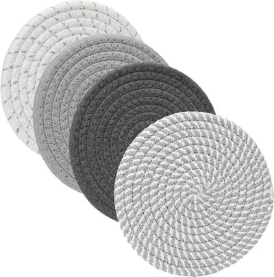 QTTVBTNA - 4 Stuks Ronde Onderzetters - Hittebestendige Pannenonderzetters - Bescherming voor Tafelblad & Keukenmeubels - Onderschotels voor Pannen & Servies - Keukenaccessoires & Tafeldecoratie - 18cm