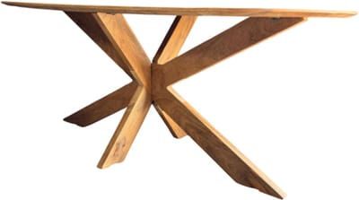 Eettafel Deens Ovaal Runa mangohout met Houten Onderstel 220x110x76 cm
