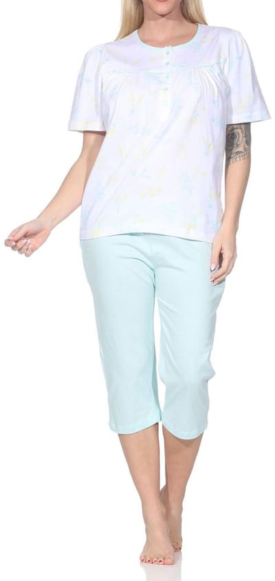 Normann dames vrouwelijke korte mouwen capri pyjama in klassieke look – ook in grote maten