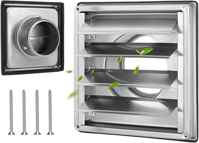 Ventilatierooster Vierkant - Luchtafvoer - Buitenlucht - Beweegbare lamellen - 100 mm - RVS