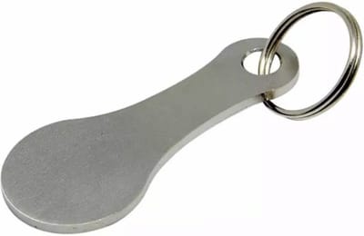 Knaak Winkelwagen Muntje - Sleutelhanger - Metaal - Zilverkleurig - Universeel