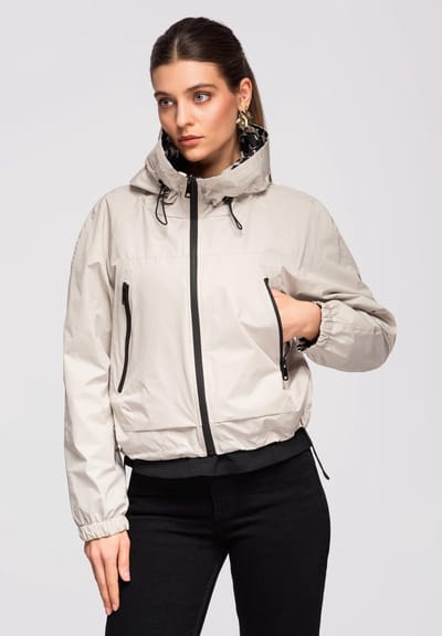 OMBRE Jas - Lange Mouw - Rits - Dierenprint Beige XL