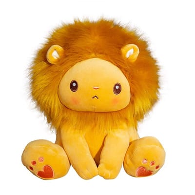 Schattig Pluizig Leeuw Pluche Speelgoed Zittend Cartoon Dier Leo Kawaii Knuffelpop Kalmerend Verjaardagscadeau 25x25cm