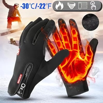Livano Handschoenen - Touchscreen Handschoenen - Fietshandschoenen - Winter - Heren - Wielrenhandschoenen - Zwart - Maat S