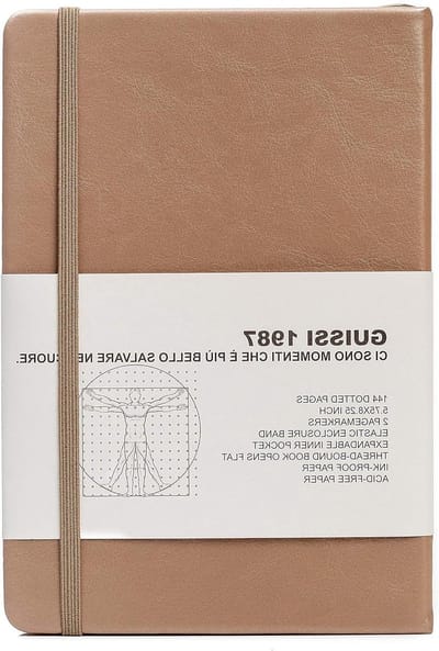 Notitieboek A5 met gestippeld raster, hoogwaardig papier, kunstlederen omslag, binnenvakje - 144 pagina's - Florence design