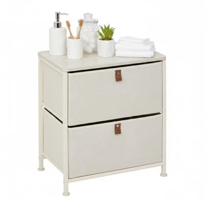 5FIVE Badkamerkast Pisa - 2 mandjes - beige - 45 x 30 x 51 cm - metaal/hout/stof - opbergen