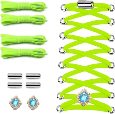 Elastische veters voor kinderen en volwassenen, ideaal voor werk- en sportschoenen, met metalen sluitingen en decoratieve elementen