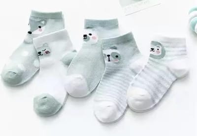 5 paar New born Baby sokken - Set Babysokjes - 0-6 maanden - Grijs-Groene Babysokken - multipack - Dierensokken - Beestenboel - Baby Sokken - New born sokken - Kraamcadeau voor Jongen of Meisje - Babyshower Cadeau - Kraammand