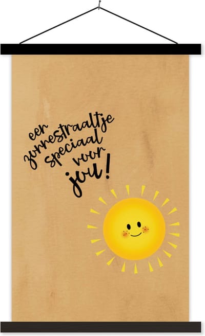 Posterhanger incl. Poster 40x60 cm - Schoolplaat - Beterschap - Quote - Zon - Textielposter - Zwarte latten