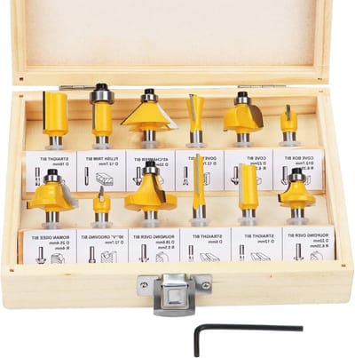 12-delige 6.35mm 1/4 Inch Shank Freesbitset met Wolfraamcarbide Tips en Sleutel voor Precisiewerk