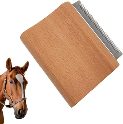 Reinigings- en massageborstel voor paarden, ideaal voor het verwijderen van vuil, geschikt voor dieren zoals katten en honden, 11 cm (hout)