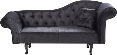 BELIANI LATTES II - Chaise longue - Zwart - Rechterzijde - Fluweel