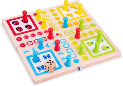 New Classic Toys® Houten Bordspel Ludo - Klassiek Spel - Bordspel voor Kinderen - Opvouwbaar Spelbord