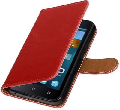 Zakelijke Book Case Telefoonhoesje Geschikt voor de Huawei Y560 - Portemonnee Hoesje - Pasjeshouder Wallet Case - Rood