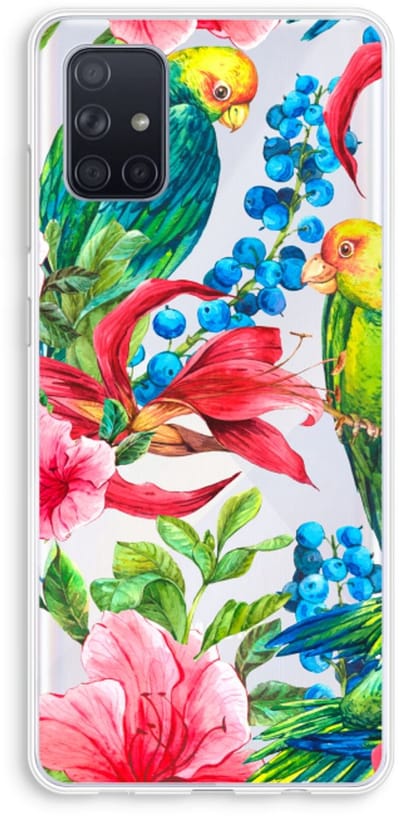 Case Company® - Hoesje geschikt voor Samsung Galaxy A71 hoesje - Papegaaien - Soft Cover Telefoonhoesje - Bescherming aan alle Kanten en Schermrand