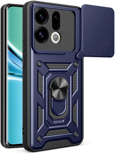 MobyDefend Hoesje - Geschikt voor Oppo Find X9 - Pantsercase Met Draaibare Ring - Blauw