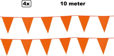 4x vlaggenlijn oranje 10 meter - Festival thema feest party verjaardag gala jubileum