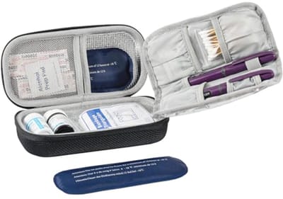 Diabetic Insulin Storage Bag for Pens and Supplies - Black