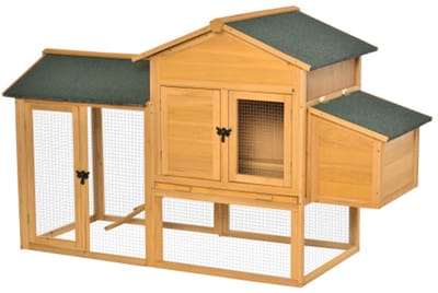 Krielenren Pluimveestal met Uitloop & Nestkast - Grenenhout Geel Groen - 168x75x103 cm - Ideaal voor Krielen & Kleine Kippenrassen
