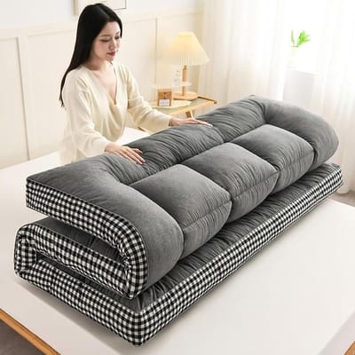 Opvouwbare Matras - Japanse Futon - Comfortabel Slapen - Huidvriendelijke Stof - 140 x 200 cm - Grijs