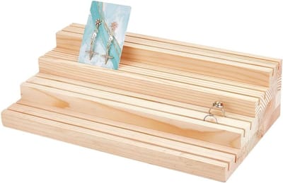 4-laagse Houten Sieraden Display Stand, Organizer voor Oorbellen met Groeven, Perfect voor Ringen, Oorbellen en Foto's als Thuisdecoratie