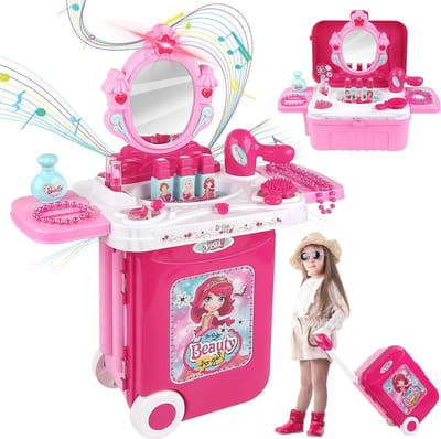 Dressing Playset voor Meisjes - Make-up en Föhn Speelgoed met Spiegel en Accessoires - Ideaal Cadeau voor Kinderen