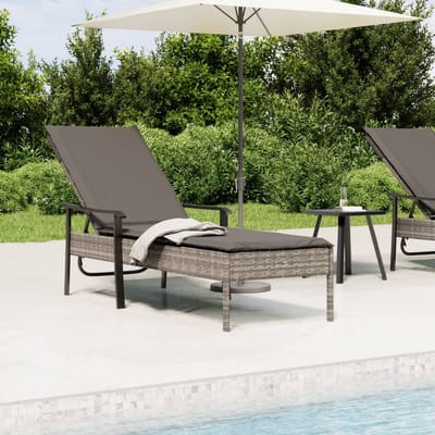 vidaXL - Ligbed - met - kussen - poly - rattan - grijs